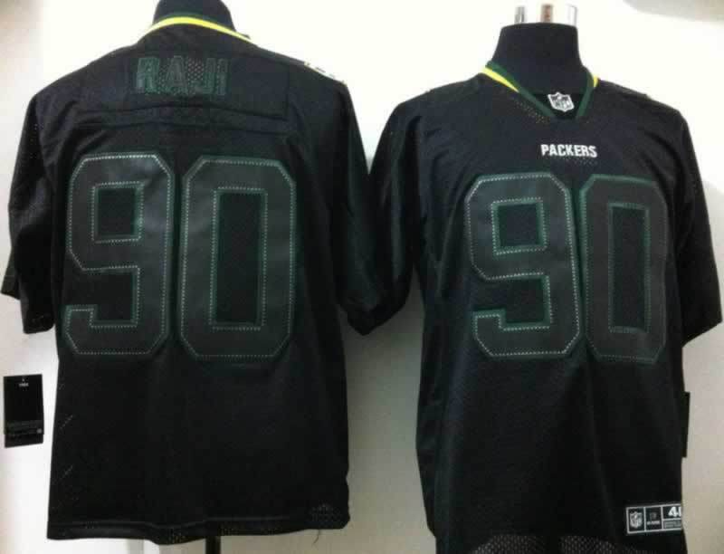 Nike Packers 90 B.J. Raji Black Lights Out Elite Jersey