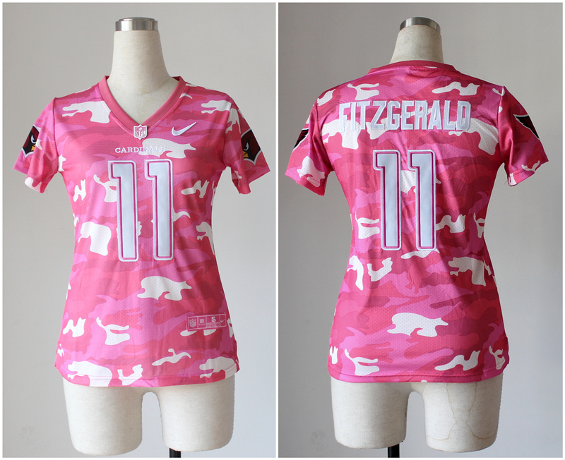 Nike Cardinals 11 Fitzgerald Pink Camo Women Jerseys