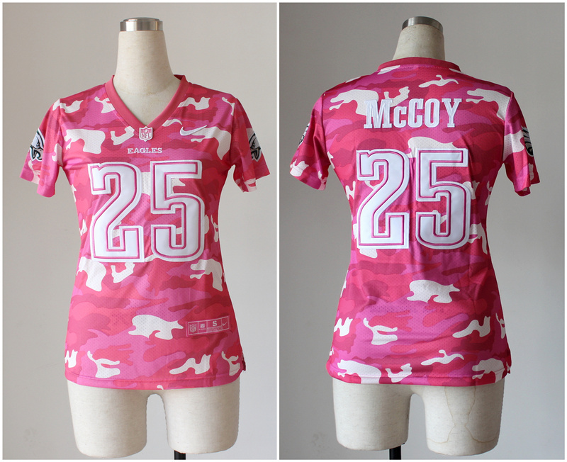 Nike Eagles 25 McCoy Pink Camo Women Jerseys