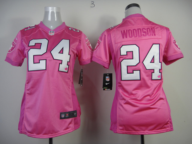 Nike Raiders 24 Woodson Pink Love Women Jerseys