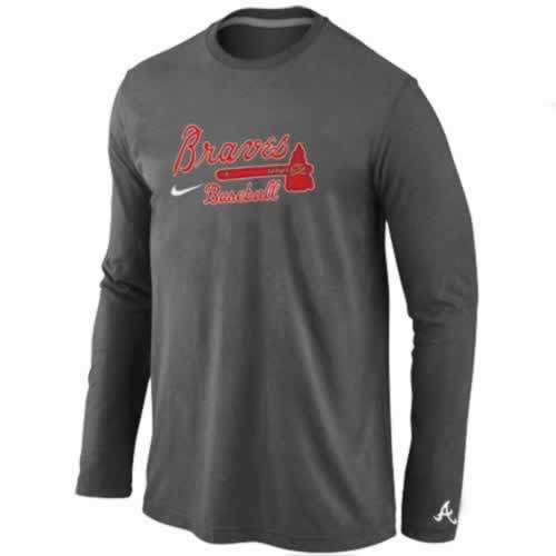 Atlanta Braves Crimson Long Sleeve T-Shirt D.Grey