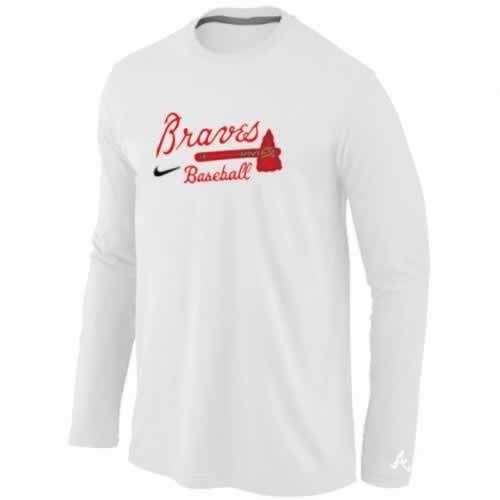 Atlanta Braves Crimson Long Sleeve T-Shirt White