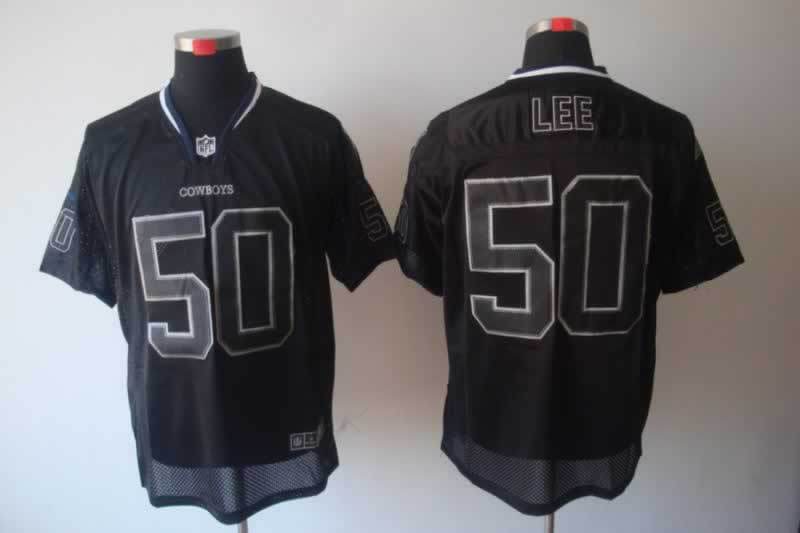 Nike Cowboys 50 Sean Lee Black Lights Out Elite Jersey