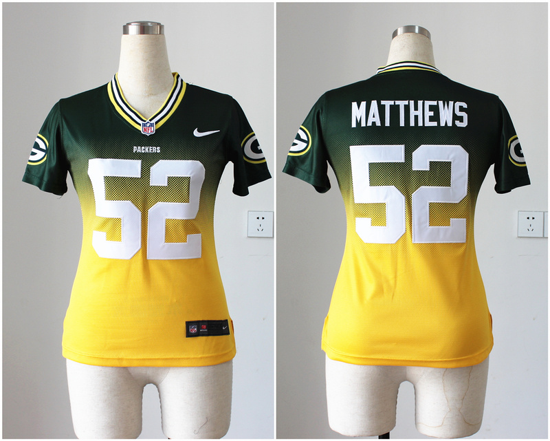 Nike Packers 52 Matthews Green And Gold Drift II Women Jerseys