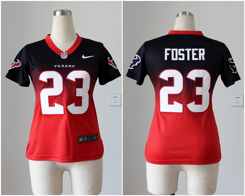 Nike Texans 23 Foster Blue And Red Drift II Women Jerseys