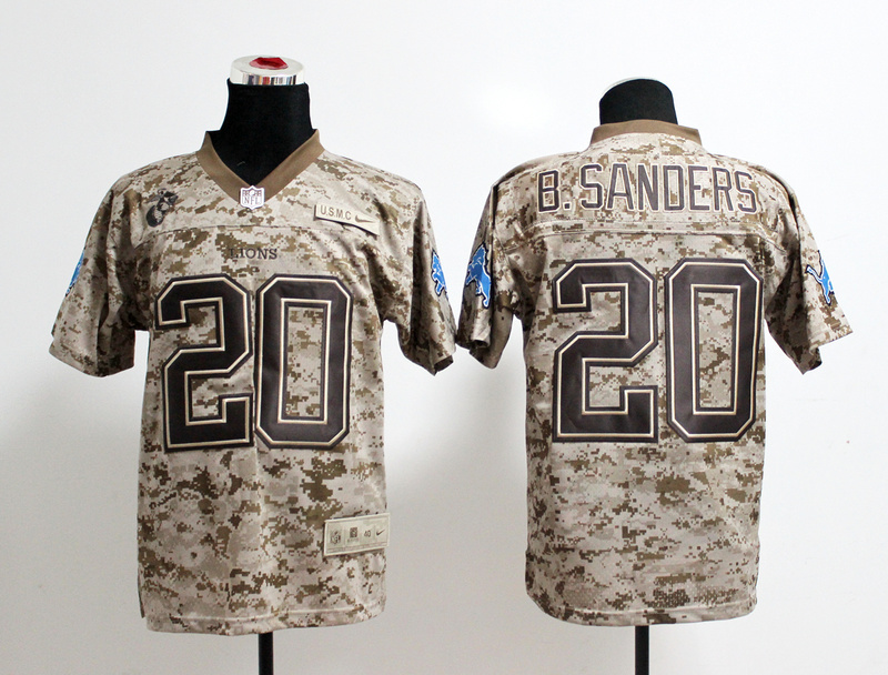 Nike Lions 20 B.Sanders US Marine Corps Camo Elite Jerseys