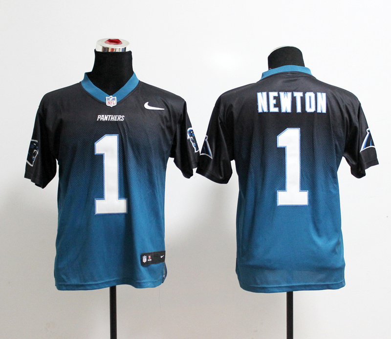 Nike Panthers 1 Newton Black And Blue Drift II Elite Jerseys