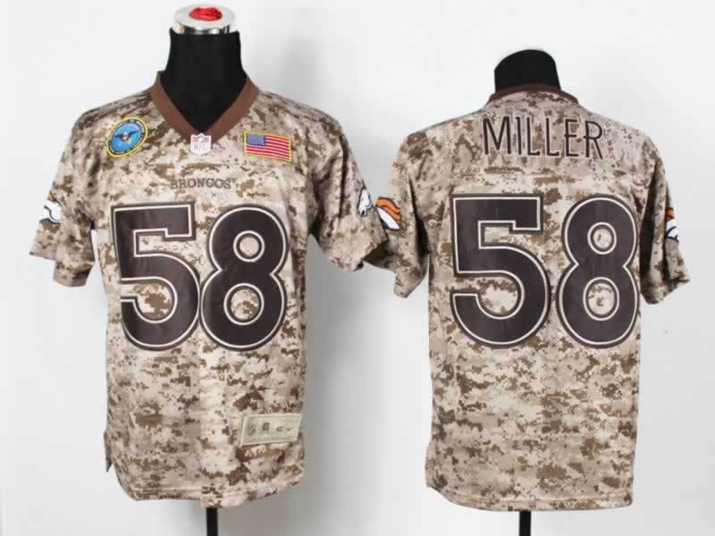 Nike Broncos 58 Von Miller US Marine Corps Camo Elite With Flag Patch Elite Jersey