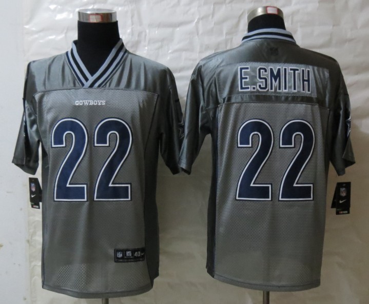 Nike Cowboys 22 E.Smith Grey Vapor Elite Jerseys