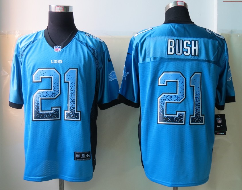 Nike Lions 21 Bush Drift Fashion Blue Elite Jerseys