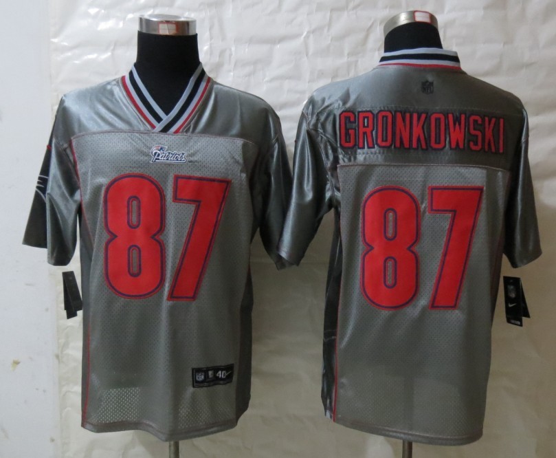 Nike Patriots 87 Gronkowski Grey Vapor Elite Jerseys