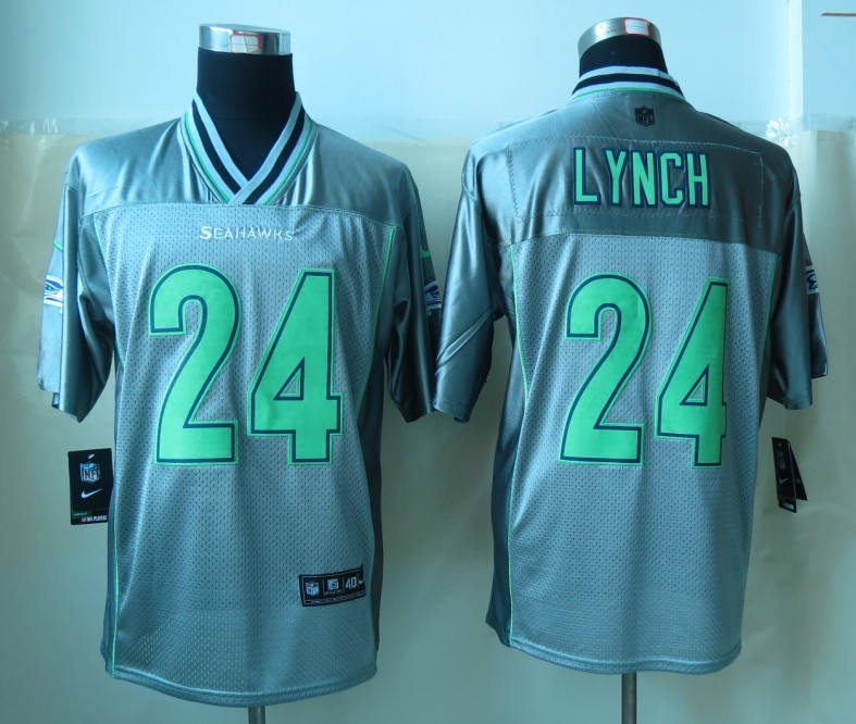 Nike Seahawks 24 Lynch Grey Vapor Elite Jerseys