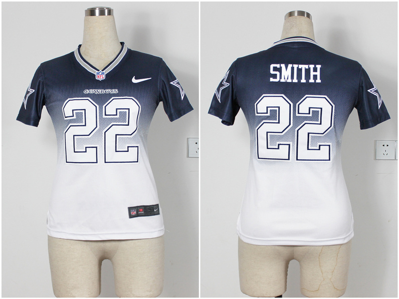 Nike Cowboys 22 Smith Blue And White Drift II Women Jerseys