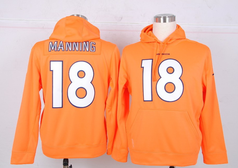 Nike Broncos 18 Manning Orange Pullover Hoodie