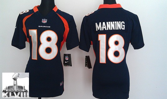 Nike Broncos 18 Manning Blue Game Women 2014 Super Bowl XLVIII Jerseys