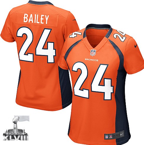 Nike Broncos 24 Bailey Orange Game Women 2014 Super Bowl XLVIII Jerseys