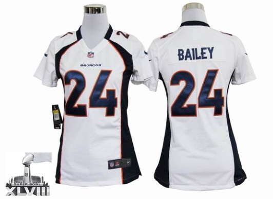 Nike Broncos 24 Bailey White Game Women 2014 Super Bowl XLVIII Jerseys