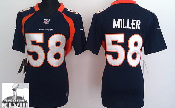 Nike Broncos 58 Miller Blue Game Women 2014 Super Bowl XLVIII Jerseys