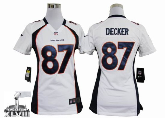 Nike Broncos 87 Decker White Game Women 2014 Super Bowl XLVIII Jerseys