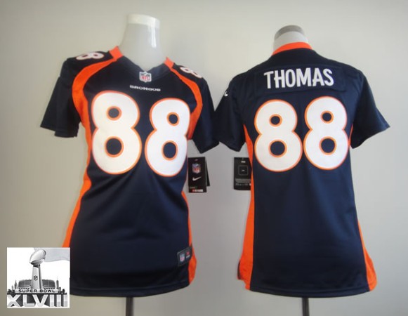 Nike Broncos 88 Thomas Blue women 2014 Super Bowl XLVIII Jerseys