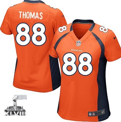 Nike Broncos 88 Thomas Orange women 2014 Super Bowl XLVIII Jerseys