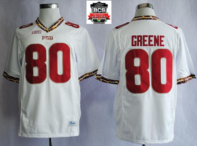 Florida State Seminoles (FSU) Rashad Greene 80 College Football White Jerseys With 2014 BCS Patch