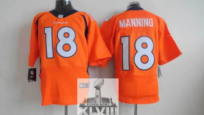 Nike Broncos 18 Manning Orange Elite 2014 Super Bowl XLVIII Jerseys
