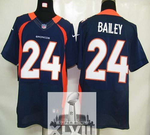 Nike Broncos 24 Bailey Blue Elite 2014 Super Bowl XLVIII Jerseys
