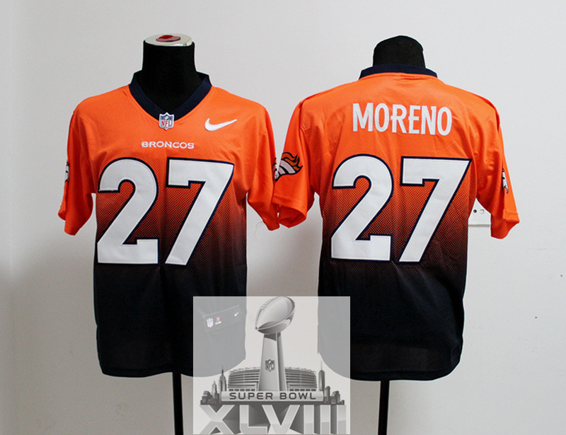 Nike Broncos 27 Moreno Orange And Black Drift Fashion Elite 2014 Super Bowl XLVIII Jerseys