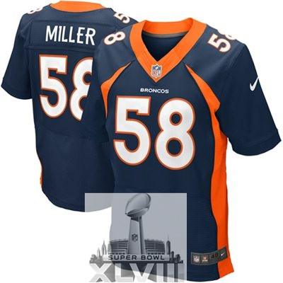 Nike Broncos 58 Miller Blue Elite 2014 Super Bowl XLVIII Jerseys