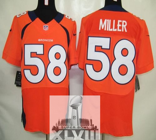 Nike Broncos 58 Miller Orange Elite 2014 Super Bowl XLVIII Jerseys