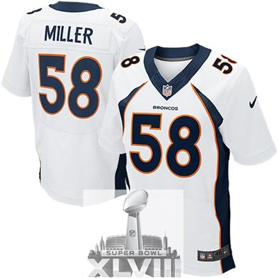 Nike Broncos 58 Miller Orange White Elite 2014 Super Bowl XLVIII Jerseys