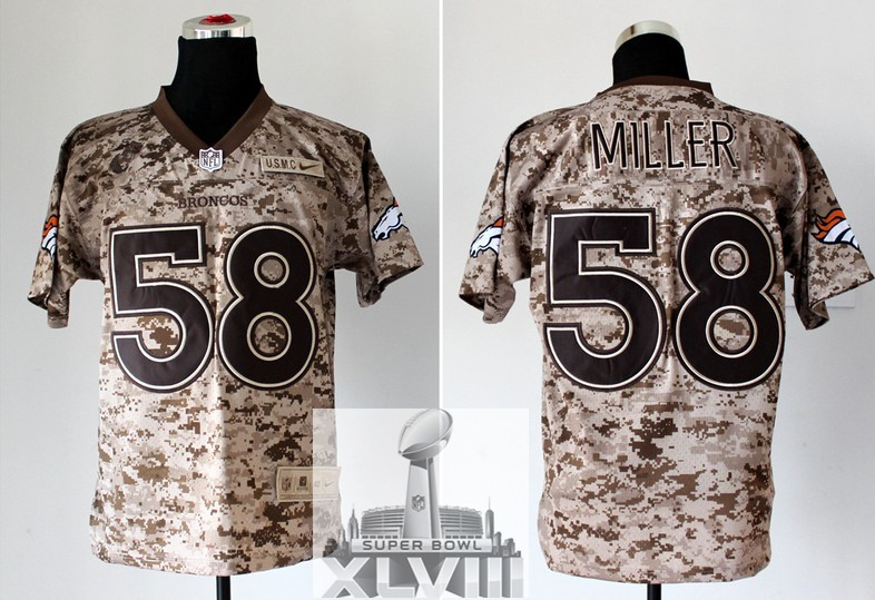 Nike Broncos 58 Miller US Marine Corps Camo Elite 2014 Super Bowl XLVIII Jerseys