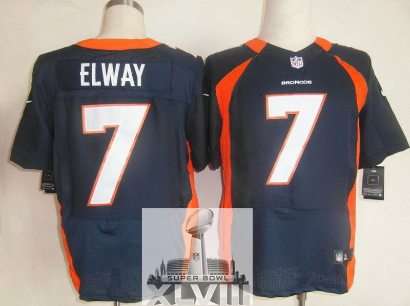 Nike Broncos 7 Elway Blue Elite 2014 Super Bowl XLVIII Jerseys