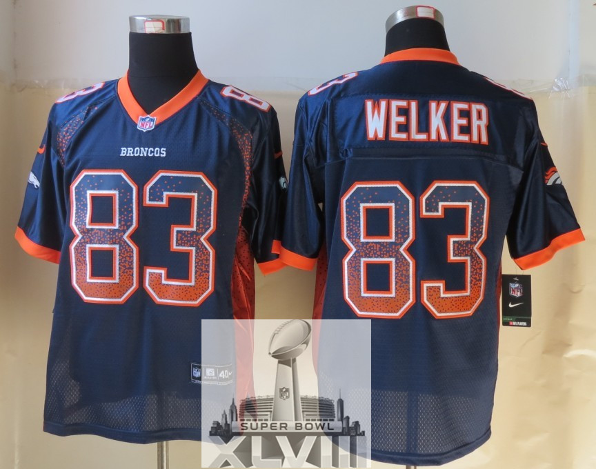 Nike Broncos 83 Welker Blue Drift Fashion Elite 2014 Super Bowl XLVIII Jerseys