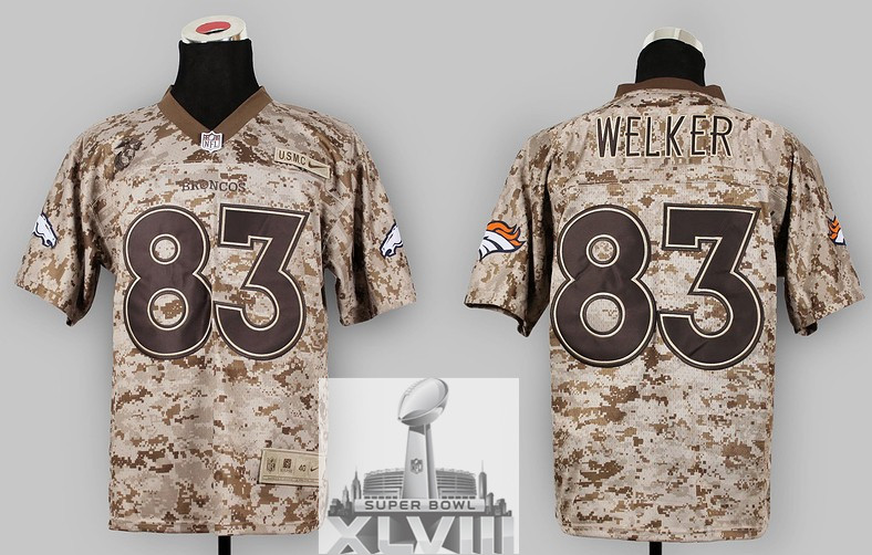 Nike Broncos 83 Welker US Marine Corps Camo Elite 2014 Super Bowl XLVIII Jerseys