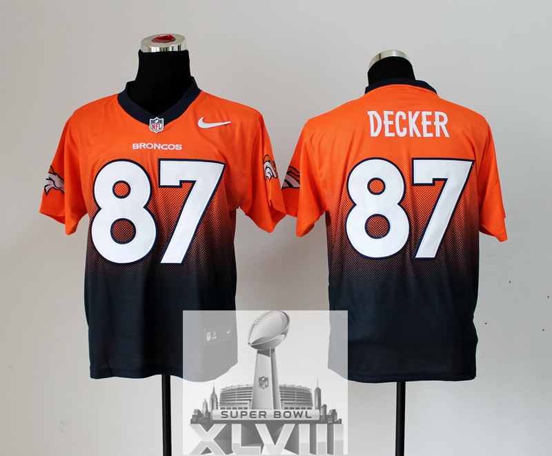 Nike Broncos 87 Decker Orange And Blue Drift Fashion Elite 2014 Super Bowl XLVIII Jerseys