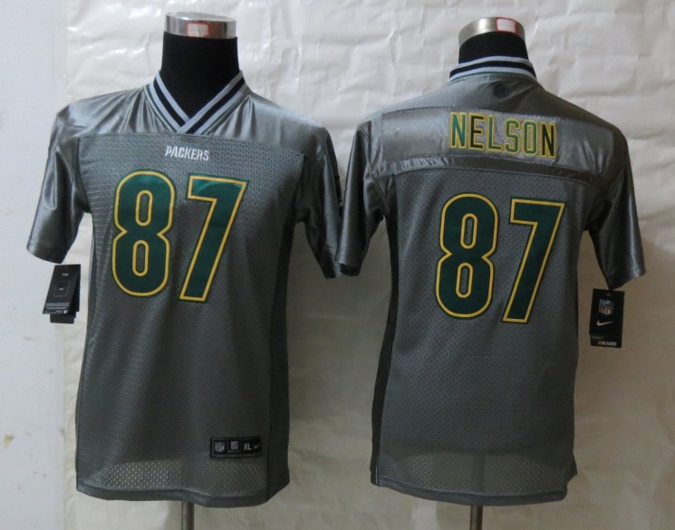 Nike Packers 87 Nelson Grey Vapor Kids Jerseys
