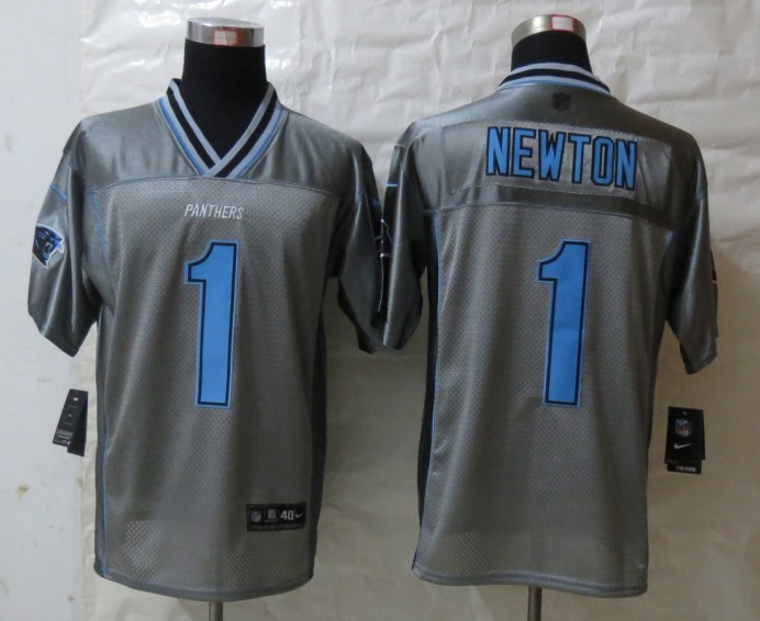 Nike Panthers 1 Cam Newton Grey Vapor Elite Jersey