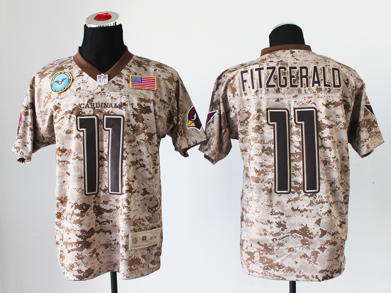 Nike Cardinals 11 Fitzgerald US Marine Corps Camo Elite With Flag Patch Jerseys