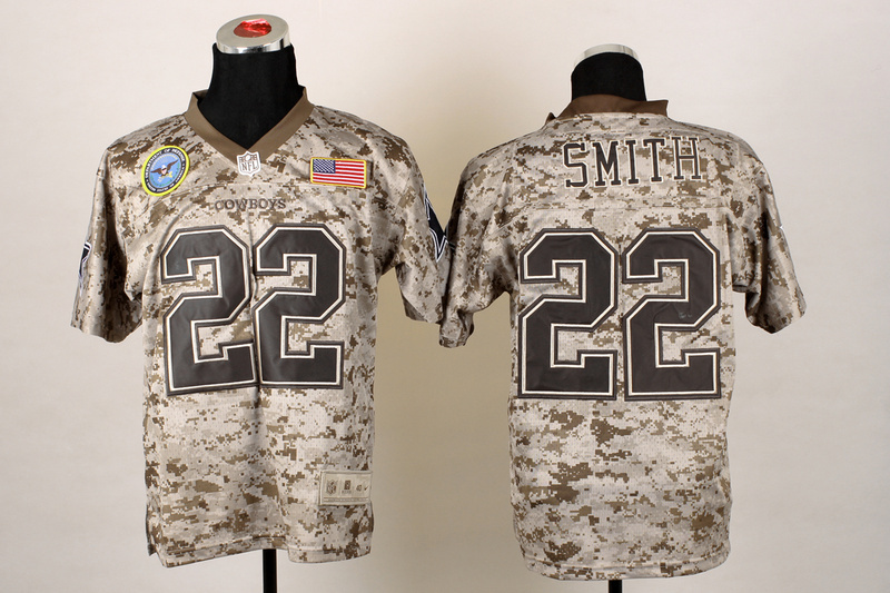 Nike Cowboys 22 Smith US Marine Corps Camo Elite With Flag Patch Jerseys
