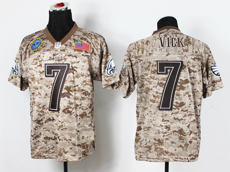 Nike Eagles 7 Vick US Marine Corps Camo Elite With Flag Patch Jerseys