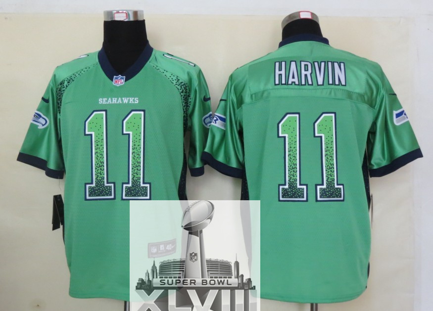 Nike Seahawks 11 Harvin Green Drift Fashion Elite 2014 Super Bowl XLVIII Jerseys
