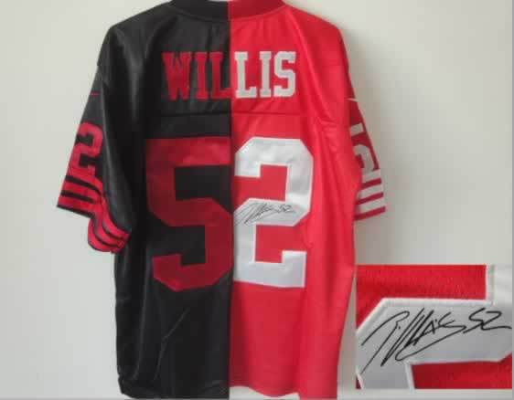 Nike Packers 52 Willis Red And Black Split Signature Elite Jerseys