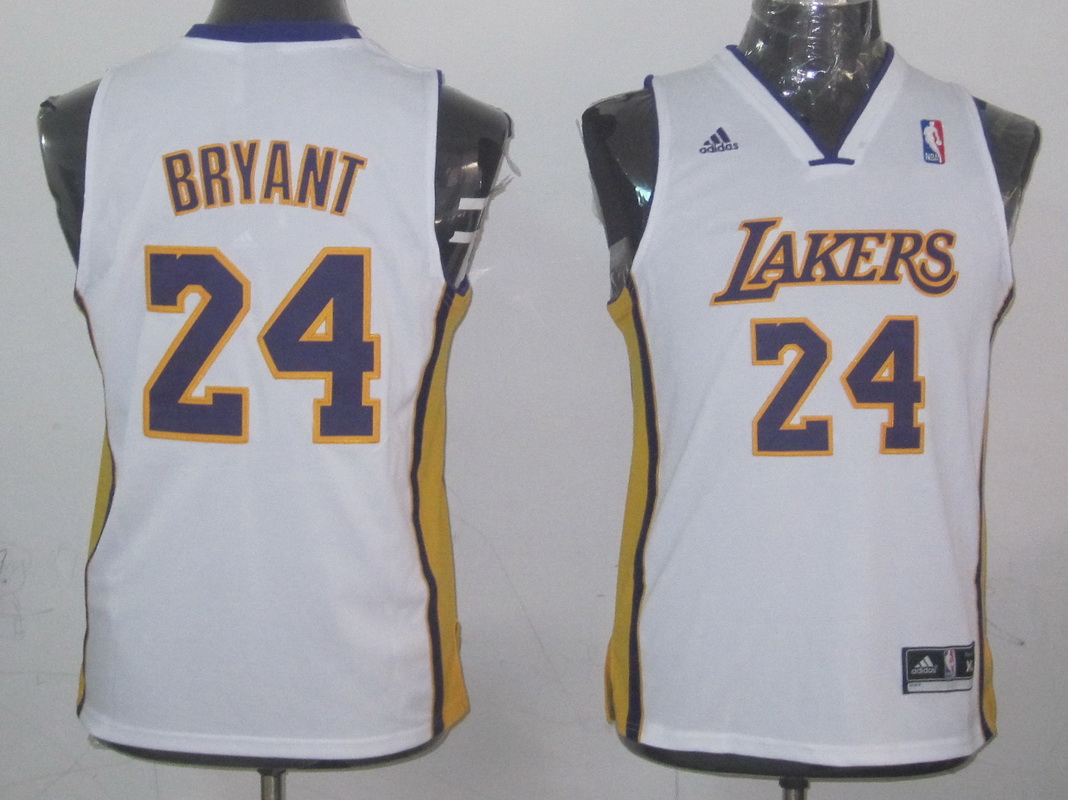 Lakers 24 Bryant White Youth Jersey