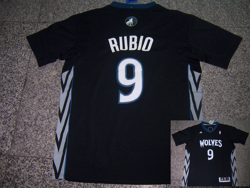 Timberwolves 9 Rubio Black New Revolution 30 Jerseys