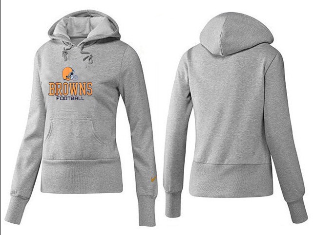 Nike Browns Team Logo Grey Women Pullover Hoodies 03