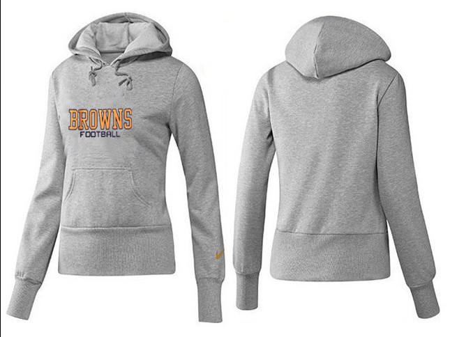 Nike Browns Team Logo Grey Women Pullover Hoodies 04