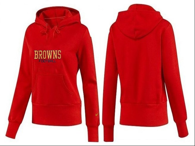 Nike Browns Team Logo Red Women Pullover Hoodies 04