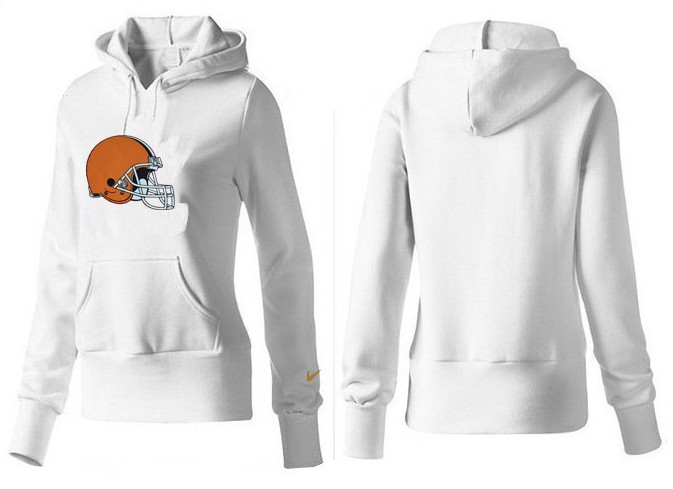 Nike Browns Team Logo White Women Pullover Hoodies 03